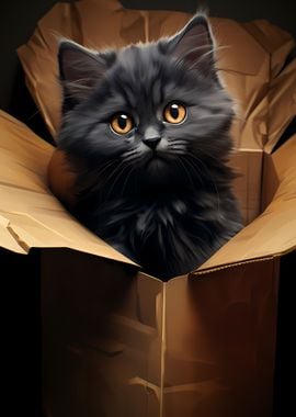 Persian Cat in Carton Box