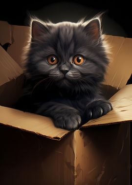 Persian Cat in Carton Box