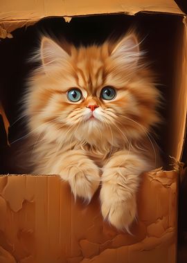 Persian Cat in Carton Box