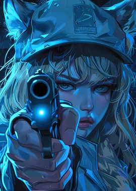 Neon Gun Anime Girl