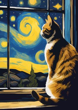 Starry Night Cat 