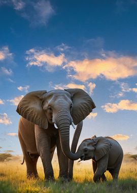 Elephant and her child