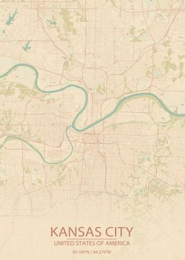 Kansas City MO Vintage Map