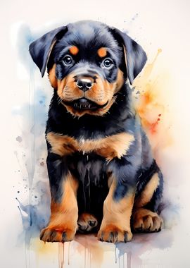 Rottweiler in Watercolor