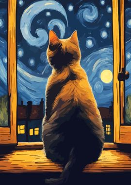 Starry Night Cat 