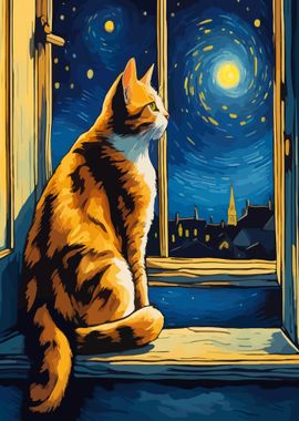 Starry Night Cat 