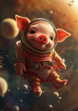 Cute Piglet Space Suit