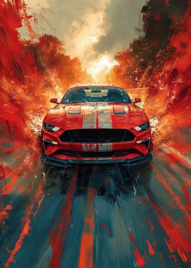 Red Modern Sports Car Art