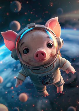 Adorable Piglet Astronaut 