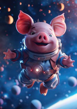 Cute Piglet Astronaut