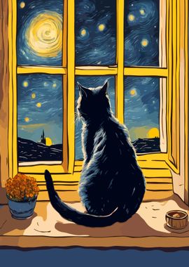 Starry Night Cat 