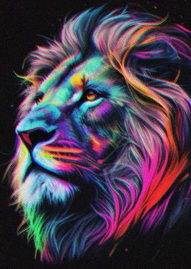 Colorful Retro Lion