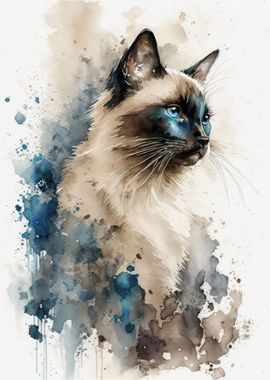 Balinese Cat Watercolor