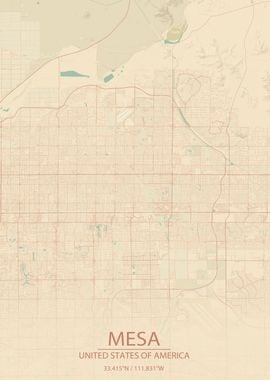 Mesa Arizona Vintage Map