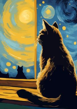 Starry Night Cat 