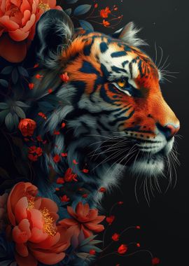 Floral Tiger Portrait