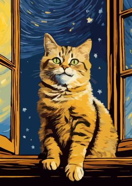 Starry Night Cat 