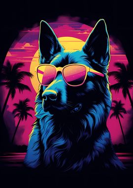 German Shepherd in Retro