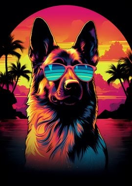 German Shepherd in Retro