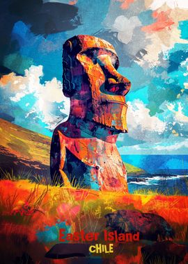 Easter Island Art Poster