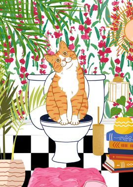 Cat on a Toilet