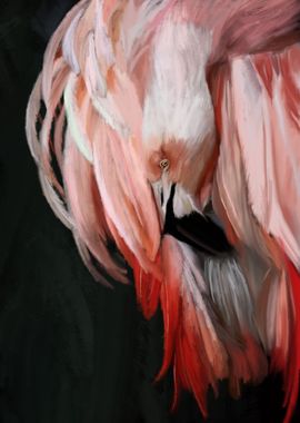 Dark Flamingo in Oil