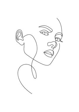 Sexy Woman Face line art