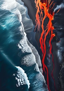 Molten lava streams