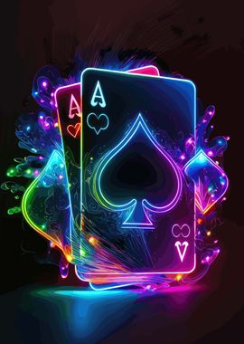 Poker Cards neon