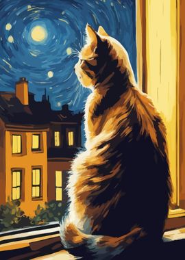 Starry Night Cat 