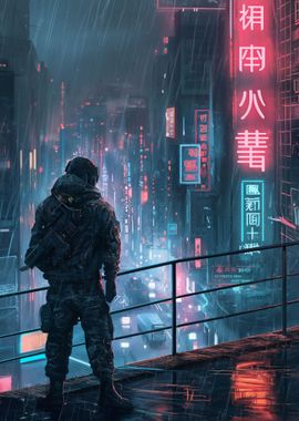 Cyberpunk Soldier City 