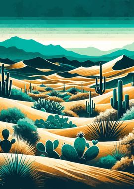 Hazy Desert Landscape Art