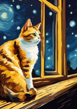 Starry Night Cat 