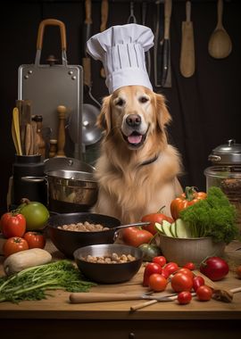 Funny Dog cooking kitchen