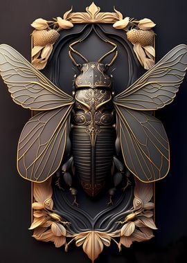 Golden Cicada Art Deco