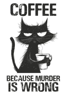 Funny Cat Drinking Coffee