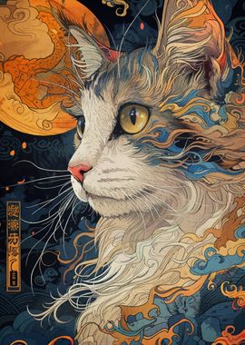 Cat Samurai Warrior Japan