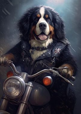 Bernese Mountain Dog Biker