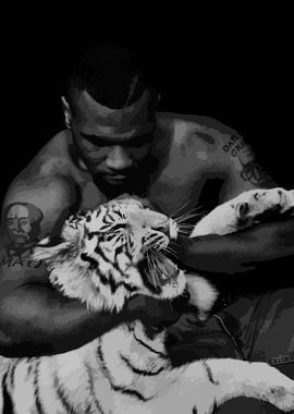 Mike Tyson hugs White Tige