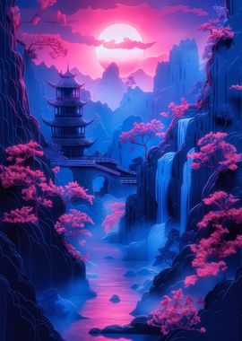 Fantasy Neon Landscape