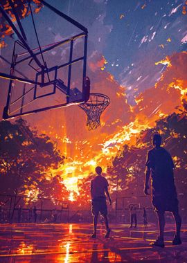 Basketball Sports Sunset