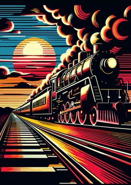 steam train sunset wpap