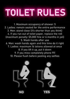 Toilet Rule Funny Bathroom