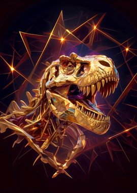 golden t rex dinosaur