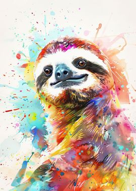 Funny Sloth Watercolor