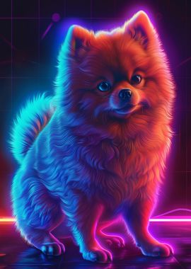 Pomeranian Neon Cyber Dog