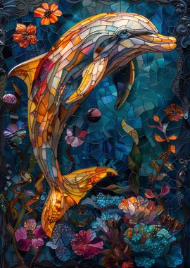 Stained Glass Dolphin 