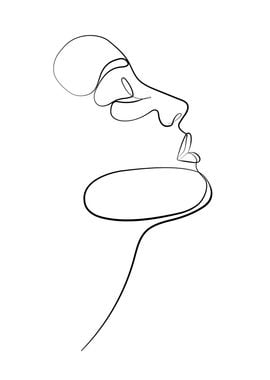 Pretty woman face line art