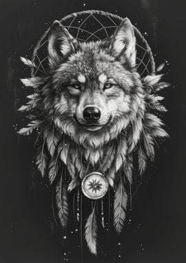 Boho Wolf Dream Catcher