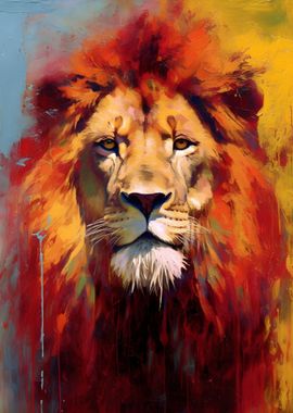 lion painting abstract